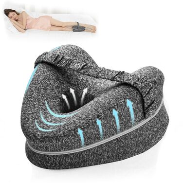 Ергономічна подушка між колін BEAUTRIP з ефектом пам'яті (Memory Foam) для сну на боці, сіра, зі знімним чохлом