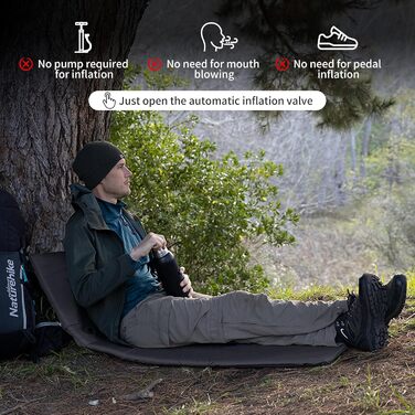 Самонадувний килимок для кемпінгу Naturehike, товщина 5 см, зносостійкий туристичний матрац сірого кольору для наметів та похідів