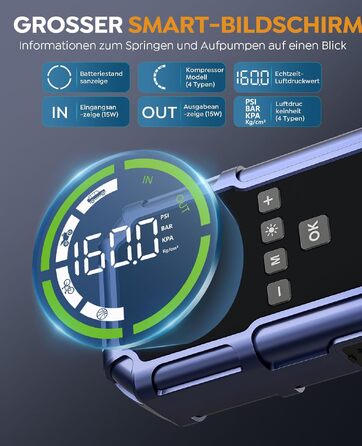 Пусковий пристрій BRPOM 9000A з компресором 160 PSI та Powerbank, фіолетовий