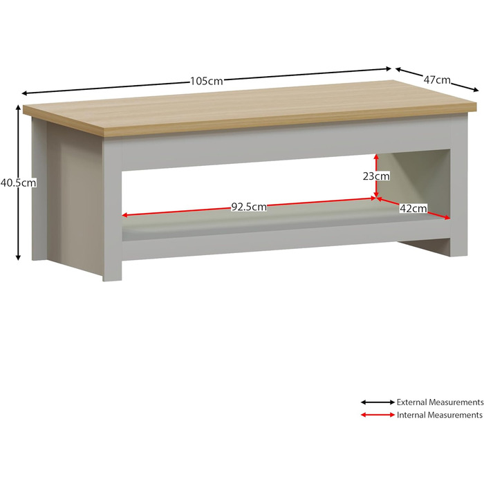 Журнальний стіл Vida Designs Arlington, ДСП, сірий, 40.5x105x47 см