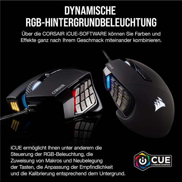 Ігрова миша Corsair Scimitar RGB Elite для MOBA/MMO, дротова, чорна