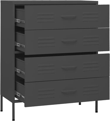 Комод з 4 шухлядами Sideboard, багатоцільова шафа-тумба зі сталі, антрацит, 80x35x101.5 см