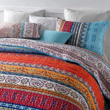 Покривало Qucover Boho 150x200 см з мікрофібри, ультрам'яке стьобане етно покривало для односпального ліжка та дивану