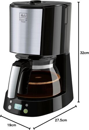 Кавоварка Melitta Enjoy Top Timer, фільтр, скляна колба, таймер, 10 чашок, чорна