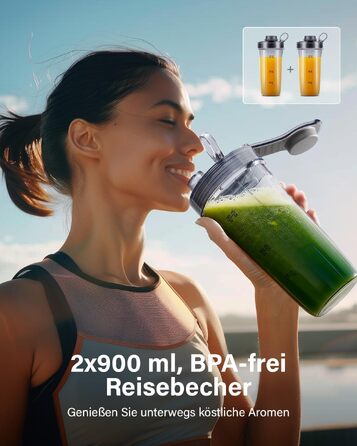 Блендер стаціонарний Standmixer 1500 Вт з льододробилкою (6 ножів) для смузі, коктейлів та заморожування фруктів, 2 пляшки 900 мл