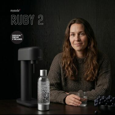 Сифон для газування води Mysoda Ruby 2, алюмінієвий корпус, пляшка 1 л, чорний (без циліндра CO2)