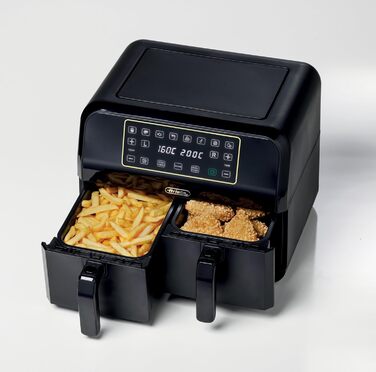 Аерофритюрниця Ariete 4623 Airy Fryer Dual, подвійна чаша, 1700 Вт, 8 л, 3 режими, сенсорне LED-управління, 8 програм, таймер, чорна