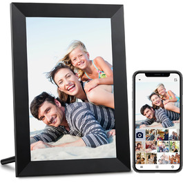 Цифровий фоторамка WiFi 10,1 дюйма, IPS HD сенсорний екран, 32GB, автоматичне обертання, підключення з будь-якого місця, чорний колір