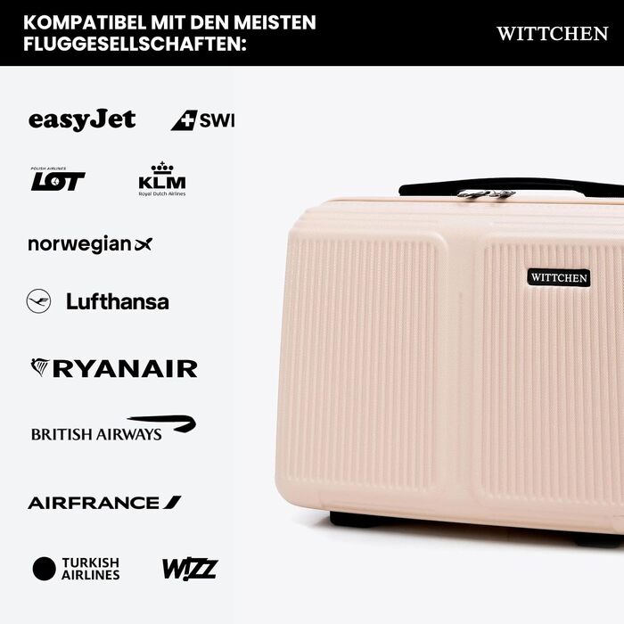 Валіза велика Wittchen Stripes Line XL (76.5x50x29 см) — Жорстка пластикова валіза-тролей ABS, 96 л, 4 колеса 360°, кодовий замок, телескопічна ручка, пудрово-рожева