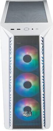 Корпус для ПК Cooler Master MasterBox 520 Mesh, Mid-Tower ATX, 3 встановлені вентилятори, кілька варіантів охолодження, сітчаста передня панель, бічна панель із загартованого скла, ARGB-контролер, білий