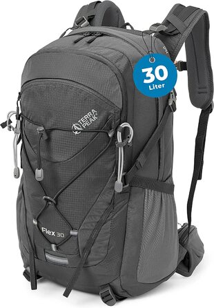 Туристичний рюкзак Terra Peak Flex 30L з вентиляцією спини, регочохлом і тримачем для питної системи – середній трекінговий рюкзак із 3D Air Mesh для походів, з поясним ременем