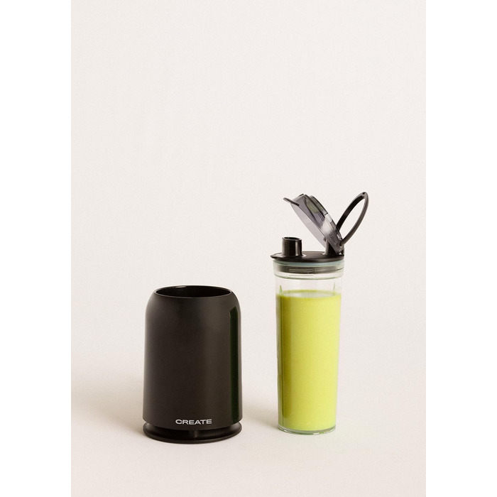 Портативний блендер для смузі та молочних коктейлів, 400 мл, скляний, BPA-free, з нержавіючими лезами, 230 Вт, чорний