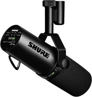 Мікрофон Shure SM7dB динамічний для мовлення, вокалу та подкасту з вбудованим підсилювачем, широкий частотний діапазон, теплий м'який звук, чорний
