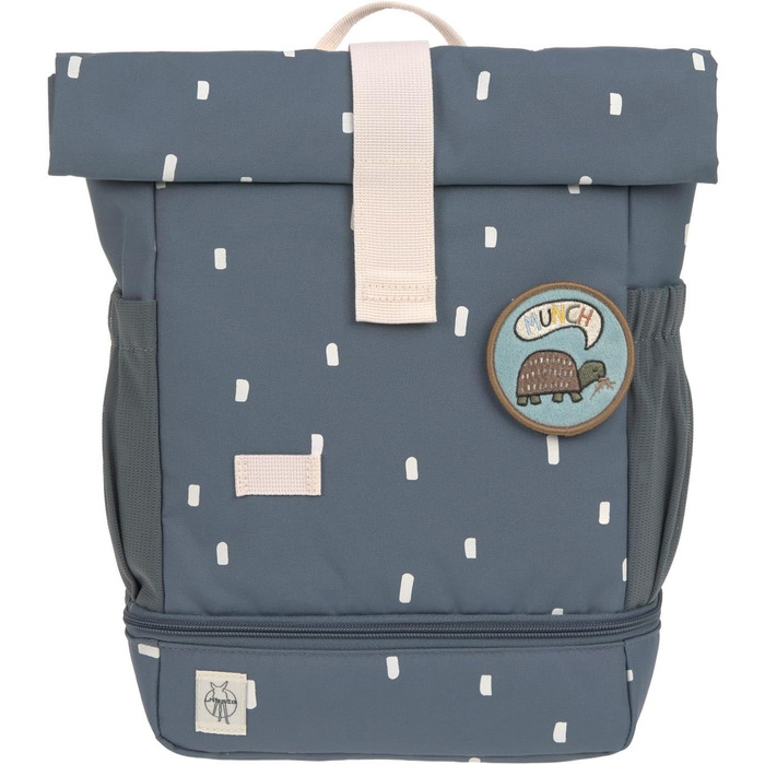 Дитячий рюкзак LÄSSIG Rolltop, водонепроникний, 11 л, темно-синій, з нагрудним ременем, Happy Prints