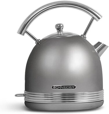 Набір для сніданку Schneider Retro Line срібний: тостер та чайник 1.7л, поворотна база 360°, захист від перегріву, 6 режимів підсмажування