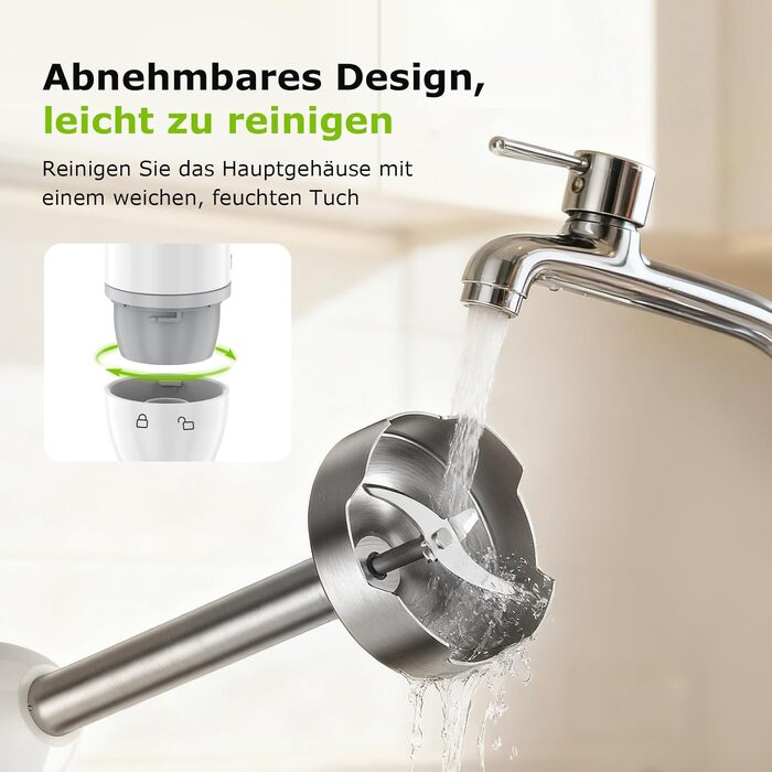 Блендер-подрібнювач Bonsenkitchen 2-в-1, 1000 Вт, нержавіюча сталь, 2 швидкості, з мірним стаканом 700 мл для дитячого харчування, супів, смузі та пюре
