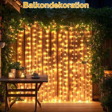 Світлодіодна гірлянда для вулиці 100м, 800 LED теплий білий колір, 8 режимів роботи, IP44 водонепроникна, з таймером та прозорим кабелем для балкона та свят