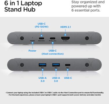 Док-станція та ергономічна підставка для ноутбука Spigen ArcDock 6-in-1: USB-C, HDMI 4K 60Hz, USB-A, для MacBook, iPad Pro Air та ноутбуків до 15.6