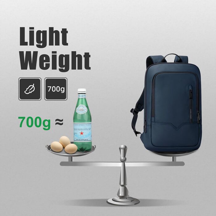 Чоловічий рюкзак HEROIC KNIGHT для ноутбука 17,3'' чорний, водонепроникний, USB, шкільний, для роботи, університету, подорожей