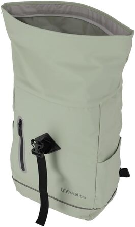 Рюкзак TRAVELITE Rolltop водонепроникний, велосипедний, міський з ролтоп-застібкою та світловідбивачами, Basics, 48 см, 19 л, світло-зелений