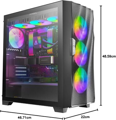 Ігровий корпус Antec DF700 Flux Midi Tower чорний, роздрібна версія, універсальний розмір