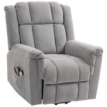 HOMCOM Recliner TV Recliner Електричний регульований масажний реклайнер з функцією відкидання вкладки Sit-to-Stand, широка спинка Реклайнер для телевізора з підніжкою, 2 бічні кишені для вітальні темно-сірий