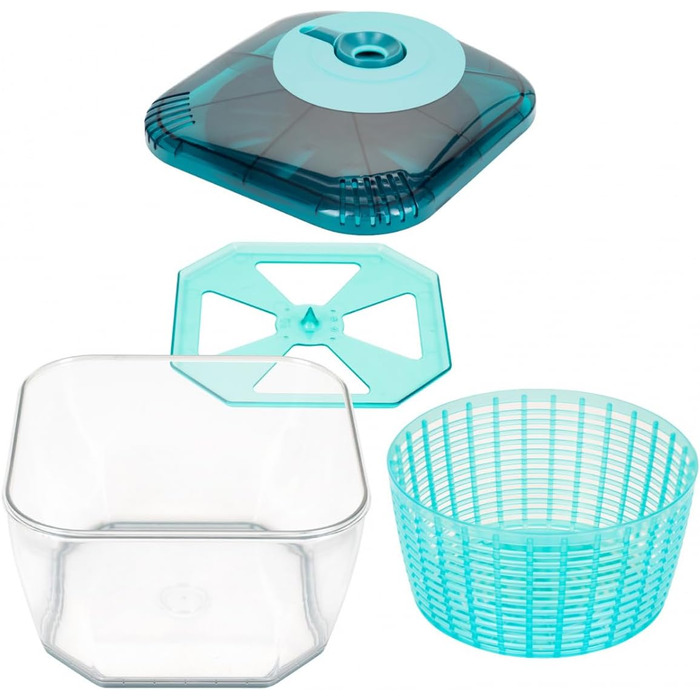Професійна овочерізка та сушарка для салату Genius Nicer Dicer Chef, 4-в-1, з кришкою, контейнером і ситом, 5.2 л, прозора