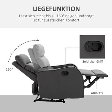 Реклайнер HOMCOM Recliner з функцією гойдання та відкидання, поворотний з підсклянником з тканини з мікрофібри для вітальні та відпочинку