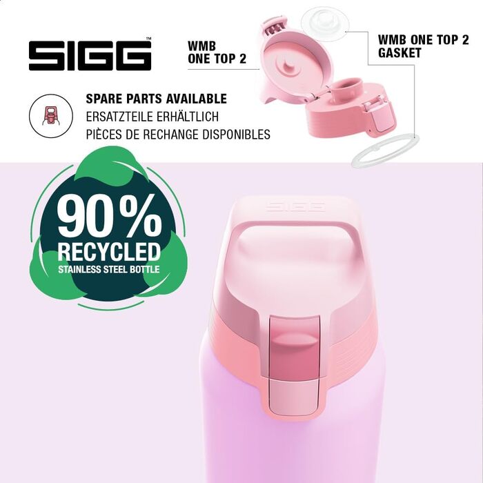 Спортивна пляшка для води Sigg Shield ONE з нержавіючої сталі для газованих напоїв, герметична, BPA-free, 0.75 л, колір Petal