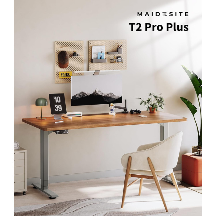 Електричний регульований стіл MAIDeSITe T2 Pro Plus сірий: 2 мотори, 4 пам'яті, нагадування про зміну положення