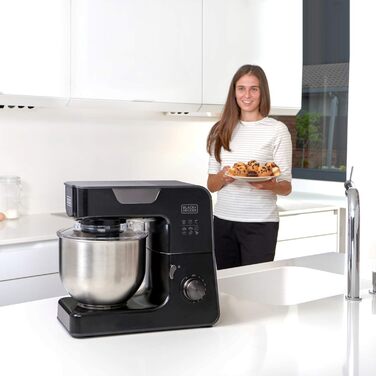 Кухонний міксер BLACK+DECKER BXKM1000E, 1000 Вт, 5,2 л, 8 швидкостей, турборежим, нержавіюча чаша, червоний