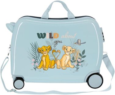 Дитяча валіза Disney Before The Bloom, жорсткий ABS, 50x38x20 см, 34 л, 3 кг, синя, кодовий замок, 4 колеса, Король Лев