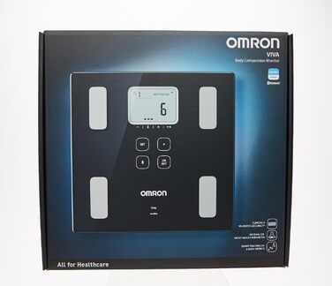 OMRON VIVA – розумні ваги-аналізатор складу тіла з Bluetooth, додатком, вимірюванням жиру, ваги, вісцерального жиру, м’язової маси, базального метаболізму та ІМТ; для 4 користувачів, тонометр з Bluetooth; рейтинг 'Добре' 10/24 від Stiftung Warentest