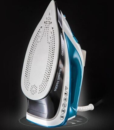 Паровий праска Russell Hobbs 23971-56 Supreme Steam Pro, керамічна підошва, потужність 2600 Вт, з функцією потужного парового удару, синій/білий