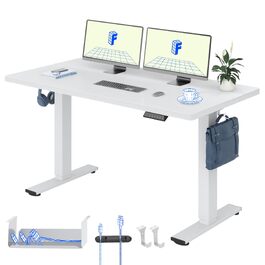 Регульований по висоті письмовий стіл FlexiSpot Basic, 160x80 см, білий (стільниця та каркас)