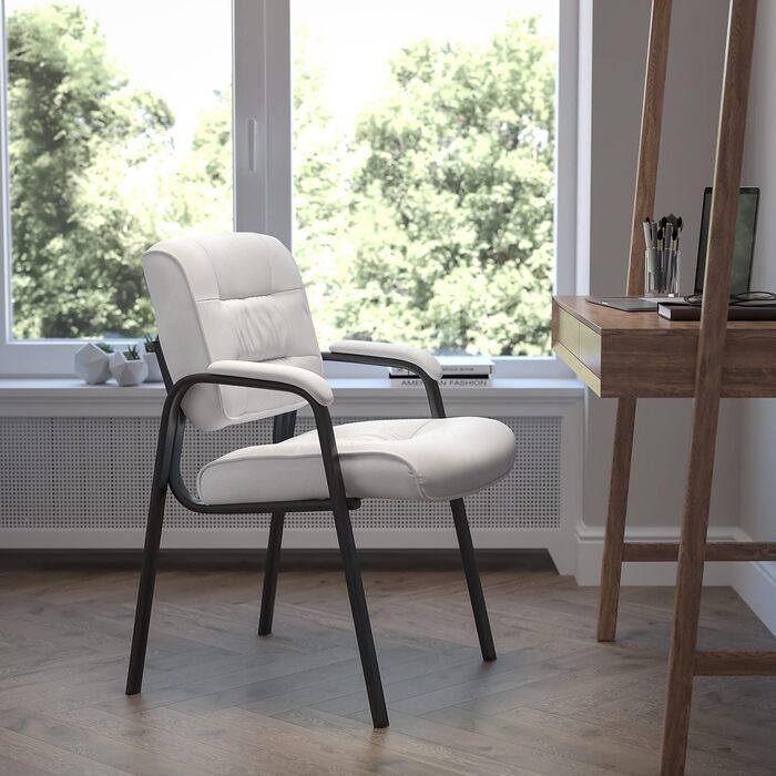 Крісло-табурет Haeger Flash Furniture з шкіри, з рамою з порошковим покриттям кольору титан-сірий, чорне (шкіра Weich/чорний каркас)