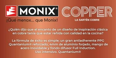 Набір сковорідок MONIX Copper з кованого алюмінію з антипригарним покриттям і титановими частинками, мідний ефект, для всіх типів плит, включаючи індукцію, 20/24/28 см