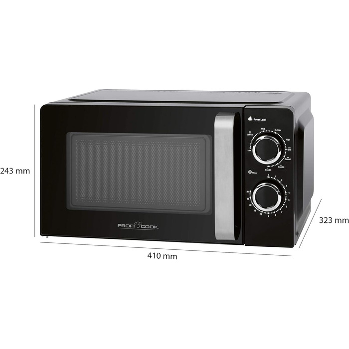 Мікрохвильова піч з грилем ProfiCook PC-MWG 1208, 17 л, 900 Вт гриль, 700 Вт мікрохвилі, 6 режимів, таймер 30 хв, чорна