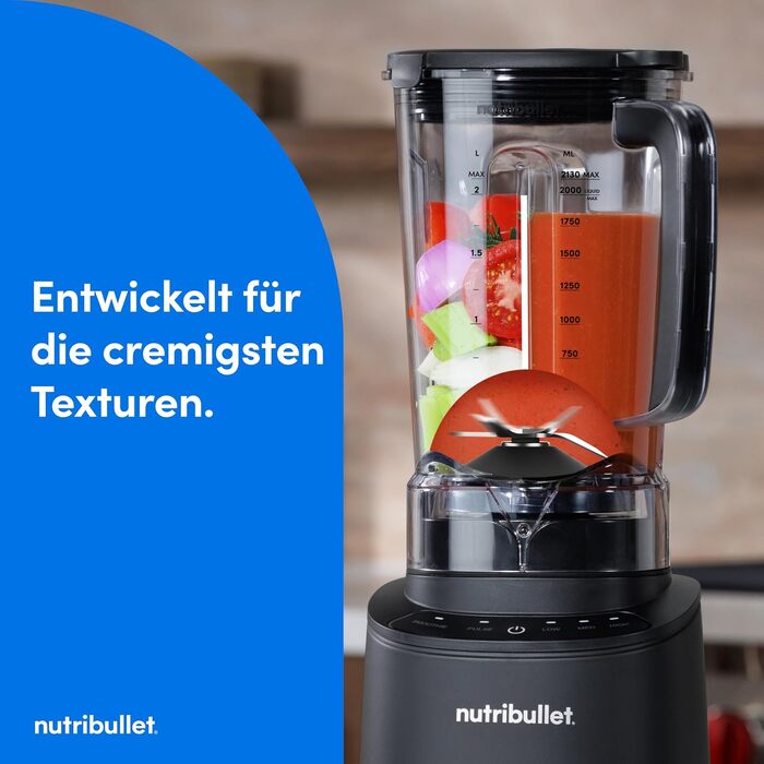 Стаціонарний блендер Nutribullet SmartSense Mixer Combo NBF550DG, 1500Вт, з чашею 1.9л та стаканами 700/900мл, 5 швидкостей, пульсаційний режим, чорний