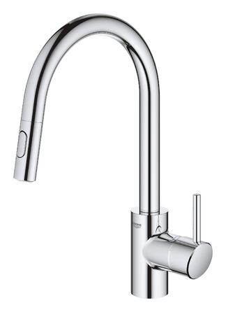 Змішувач кухонний GROHE Concetto з висувним душем, поворотний 360°, хром - 31483002