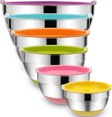 Чаші для змішування Umite Chef 6 шт із герметичними кришками 7/3,5/2,5/2/1,5/1 QT