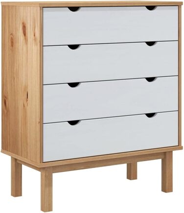 Комод з шухлядами vidaXL, масив сосни, коричнево-білий, 76,5x39,5x90 см – шафа для зберігання, тумба, скриня, sideboard