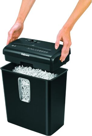 Шредер Fellowes Powershred FS-6C для дому та офісу, знищення 6 аркушів, перехресне подрібнення, кошик 15 л, P-4 безпека, чорний