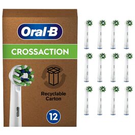 Смінні насадки для електричної зубної щітки Oral-B CrossAction, 12 шт, для комплексного очищення ротової порожнини з CleanMaximiser, білий колір