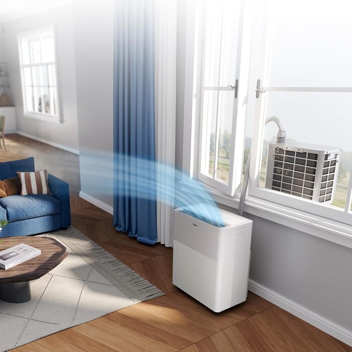 Мобільний кондиціонер Midea PortaSplit-E 12000 BTU (3.5 кВт) персикового кольору: охолодження A++/опалення A+, до 42 м² / 105 м³, надтихий (39 дБ)