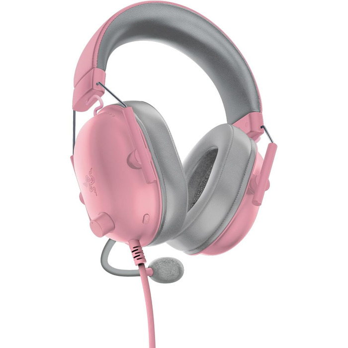 Ігрова гарнітура Razer BlackShark V2 X Quartz Pink — дротова навушники для кіберспорту, 7.1 Surround Sound, мікрофон Hyperclear, 50мм драйвери Triforce, рожева