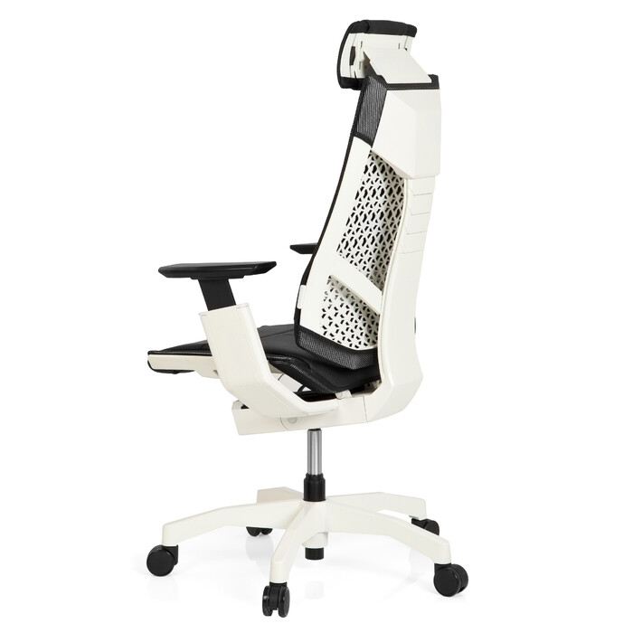 Офісний крісло GENIDIA PRO WHITE - шкіряне, чорне, hjh OFFICE