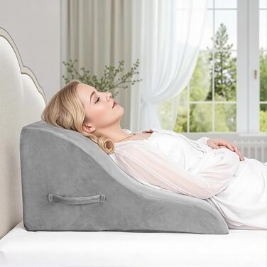Клин подушка Babenest для спини: ортопедична, ергономічна, з піни високої щільності для ліжка та дивана (Сіра)