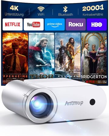 Міні проєктор Beamer Bluetooth WiFi 1080P: Підтримка iPhone/Android, HDMI, USB, Fire Stick, PS5. Компактний проєктор для телефону, фільмів, дому та відпочинку на природі