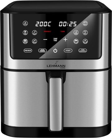 Аерофритюрниця Lehmann LHODF-1880 8 л XXL, 1800 Вт, 10 програм, без олії, до 200°C, сенсорний екран, таймер, функція дегідратації